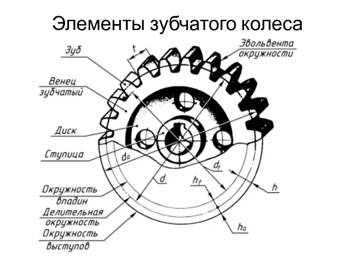 Элементы зубчатого колеса