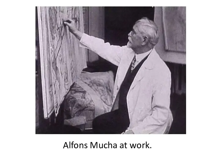 Alfons Mucha at work.