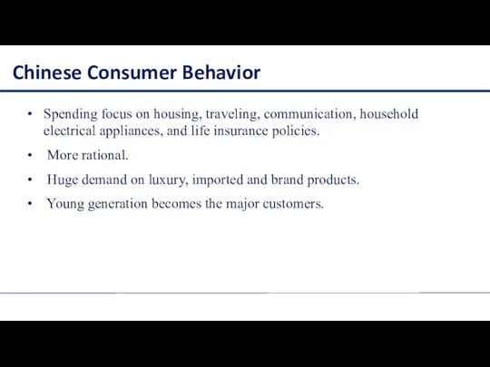Spending focus on housing, traveling, communication, household electrical appliances, and life insurance