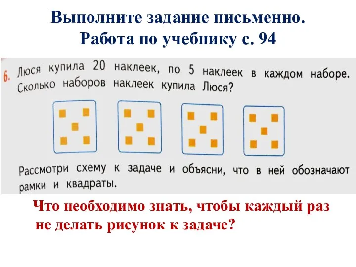 Что необходимо знать, чтобы каждый раз не делать рисунок к задаче? Выполните