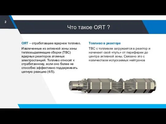 Что такое ОЯТ ? ОЯТ – отработавшее ядерное топливо. Извлеченные из активной