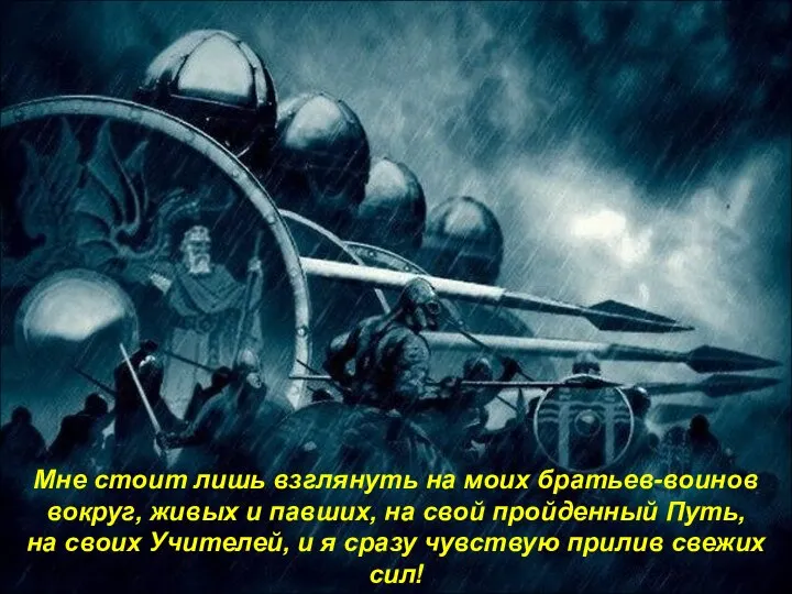 Мне стоит лишь взглянуть на моих братьев-воинов вокруг, живых и павших, на