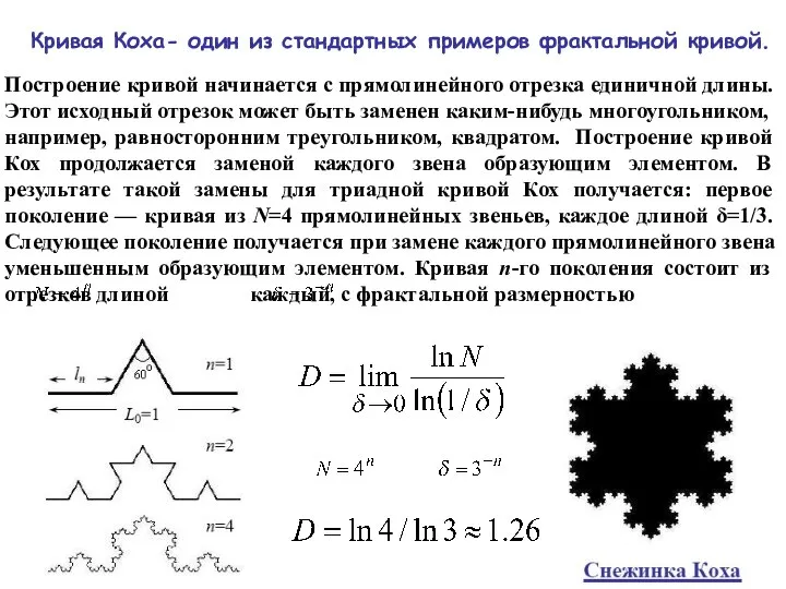 Построение кривой начинается с прямолинейного отрезка единичной длины. Этот исходный отрезок может