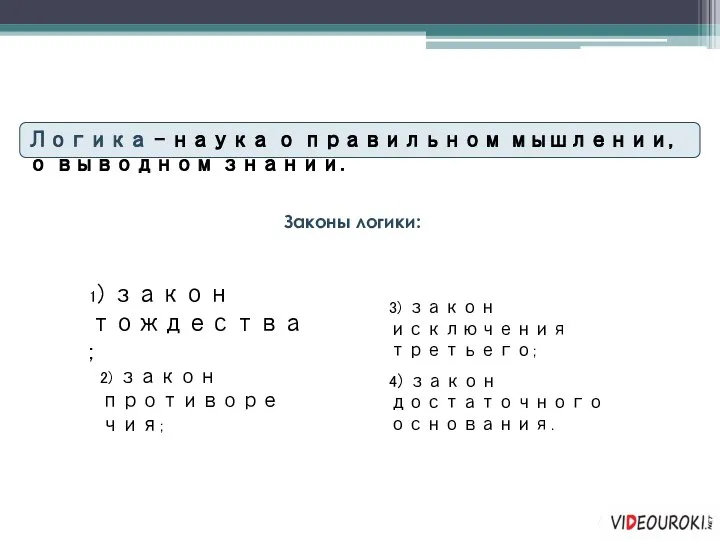 4) закон достаточного основания. Логика – наука о правильном мышлении, о выводном