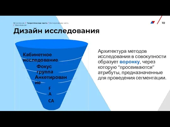 Дизайн исследования Архитектура методов исследования в совокупности образует воронку, через которую “просеиваются”