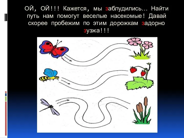 ОЙ, ОЙ!!! Кажется, мы заблудились… Найти путь нам помогут веселые насекомые! Давай