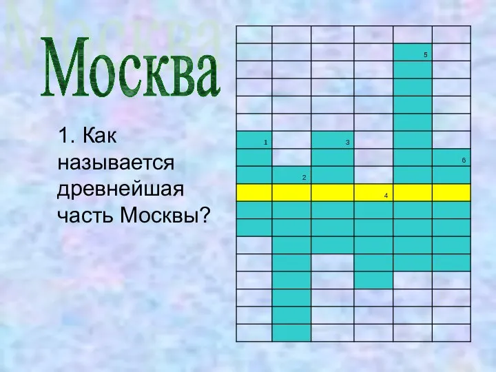 1. Как называется древнейшая часть Москвы? Москва