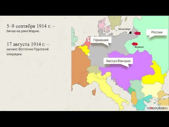 Германия Россия 5–9 сентября 1914 г. – битва на реке Марне. Австро-Венгрия