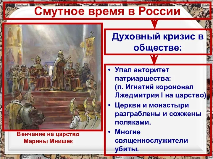Смутное время в России Упал авторитет патриаршества: (п. Игнатий короновал Лжедмитрия I