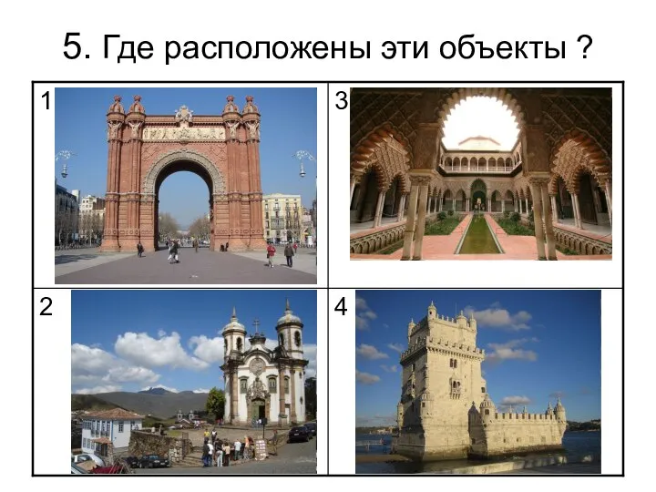 5. Где расположены эти объекты ?