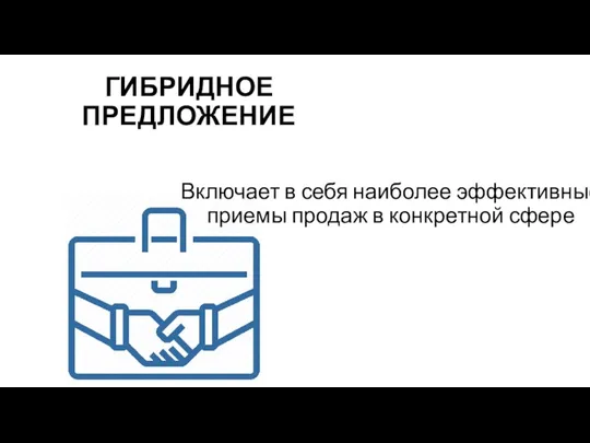 ГИБРИДНОЕ ПРЕДЛОЖЕНИЕ Включает в себя наиболее эффективные приемы продаж в конкретной сфере