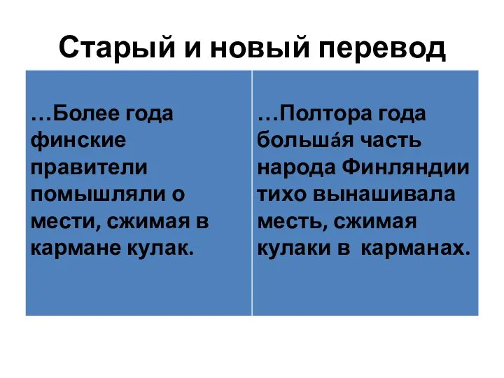 Старый и новый перевод