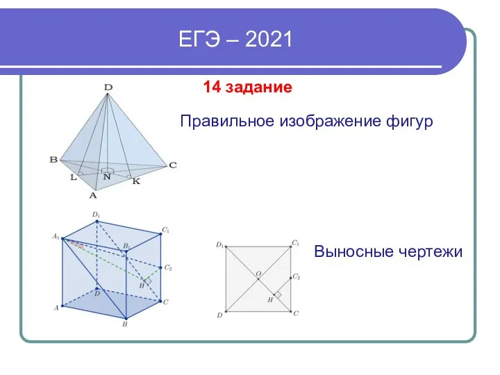 ЕГЭ – 2021 14 задание Правильное изображение фигур Выносные чертежи