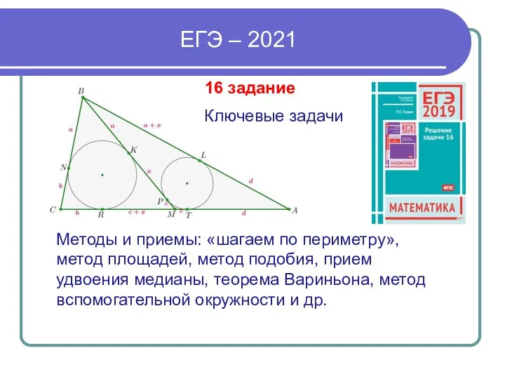 ЕГЭ – 2021 16 задание Методы и приемы: «шагаем по периметру», метод