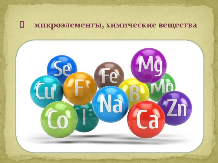 микроэлементы, химические вещества