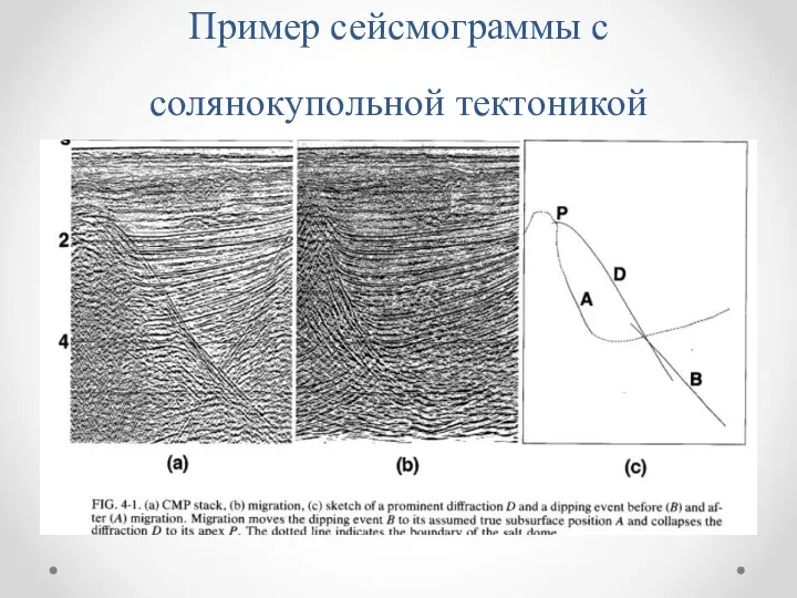 Пример сейсмограммы с солянокупольной тектоникой