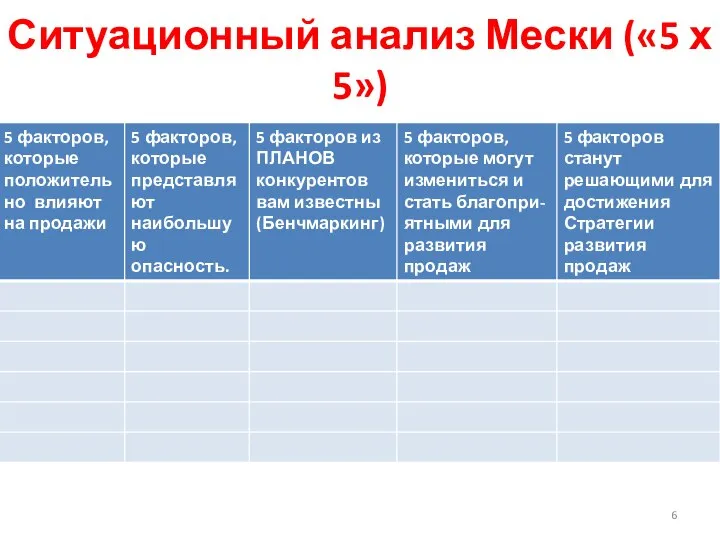 Ситуационный анализ Мески («5 х 5»)