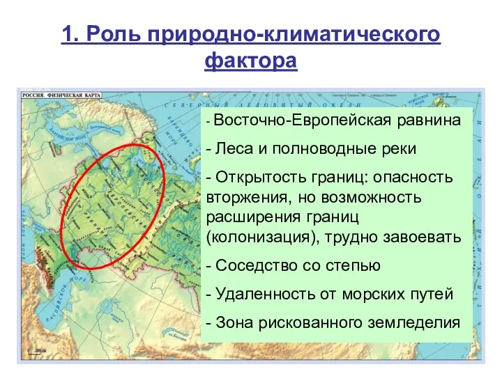 1. Роль природно-климатического фактора - Восточно-Европейская равнина - Леса и полноводные реки