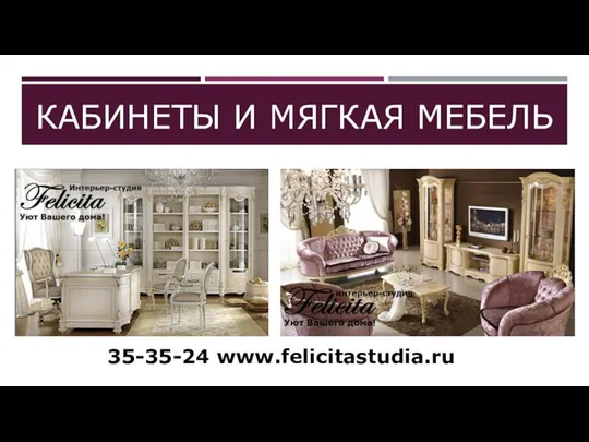 КАБИНЕТЫ И МЯГКАЯ МЕБЕЛЬ 35-35-24 www.felicitastudia.ru