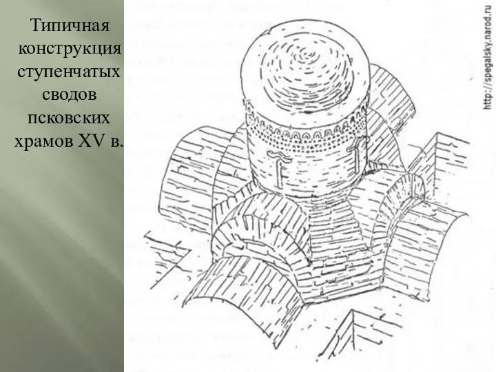 Типичная конструкция ступенчатых сводов псковских храмов XV в.