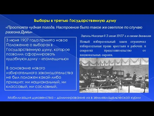 Выборы в третью Государственную думу «Простояла чудная погода. Настроение было такое же