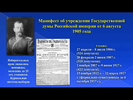 Манифест об учреждении Государственной думы Российской империи от 6 августа 1905 года