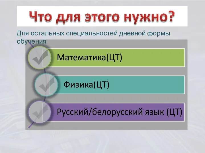 Для остальных специальностей дневной формы обучения