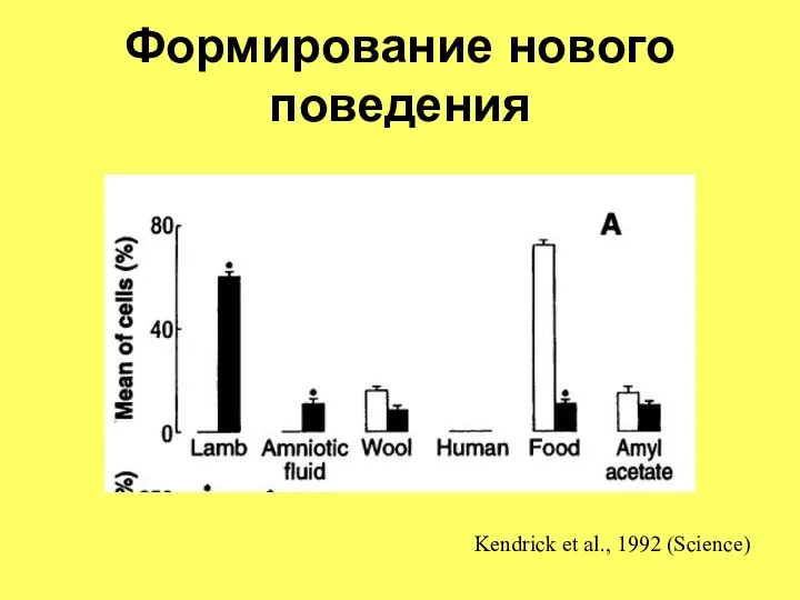 Формирование нового поведения Kendrick et al., 1992 (Science)