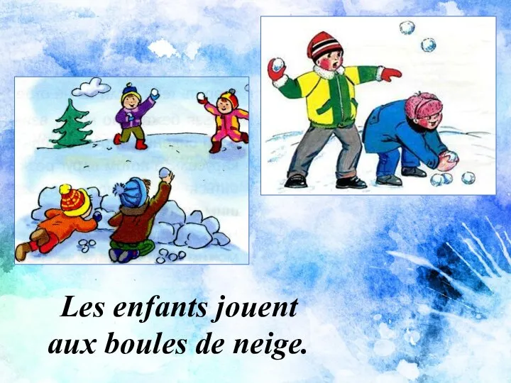 Les enfants jouent aux boules de neige.