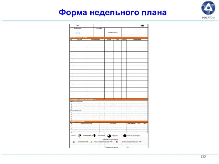 Форма недельного плана