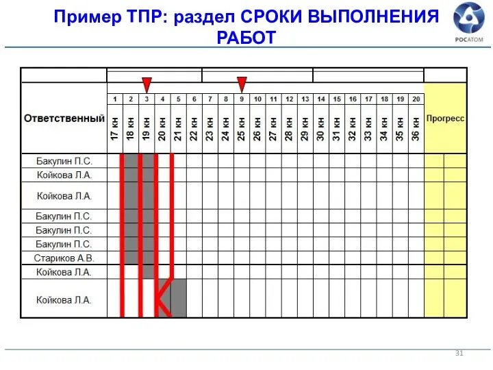 Пример ТПР: раздел СРОКИ ВЫПОЛНЕНИЯ РАБОТ