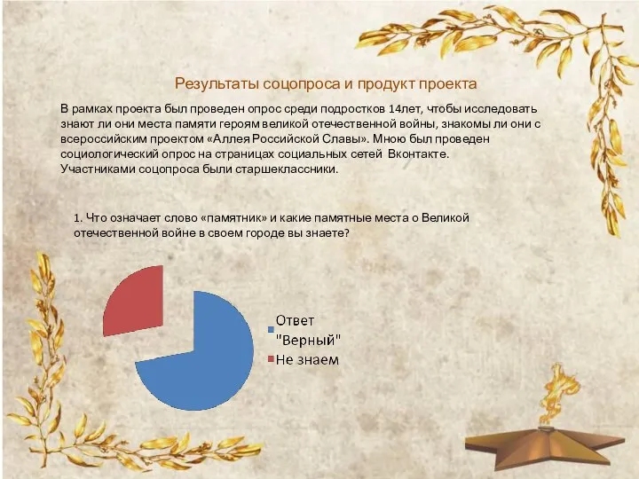 Результаты соцопроса и продукт проекта В рамках проекта был проведен опрос среди