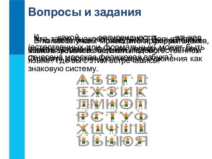 Что такое знак? Приведите примеры знаков, используемых в общении людей. Что такое