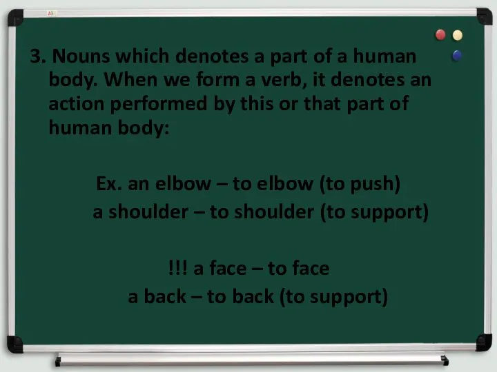 3. Nouns which denotes a part of a human body. When we