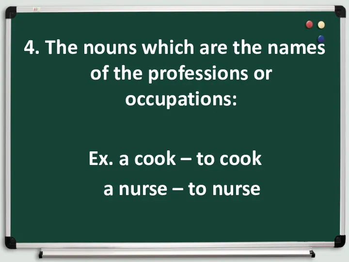 4. The nouns which are the names of the professions or occupations: