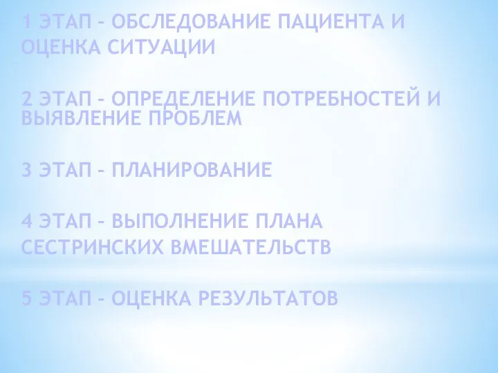 1 ЭТАП – ОБСЛЕДОВАНИЕ ПАЦИЕНТА И ОЦЕНКА СИТУАЦИИ 2 ЭТАП – ОПРЕДЕЛЕНИЕ