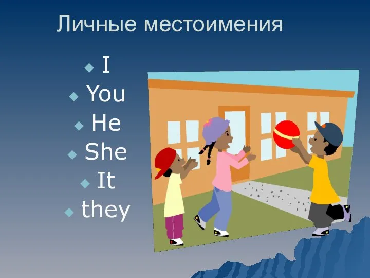 Личные местоимения I You He She It they