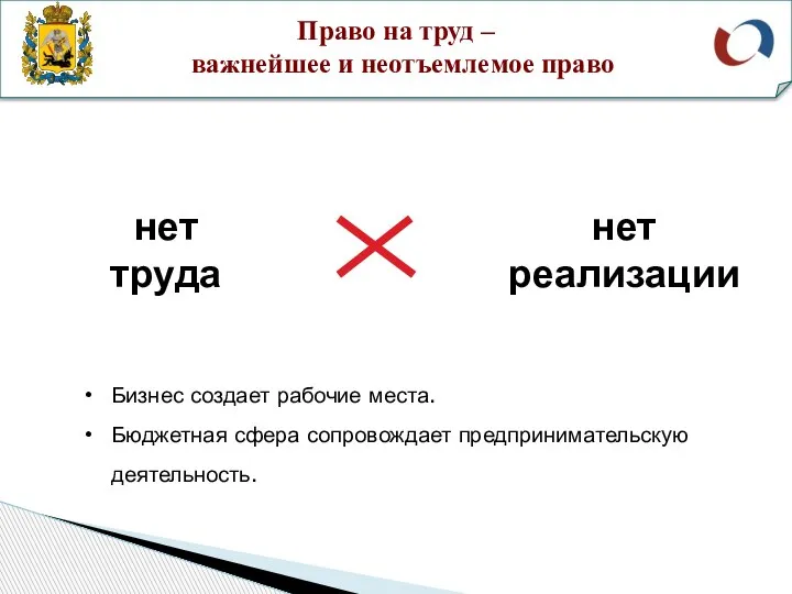 Право на труд – важнейшее и неотъемлемое право нет труда нет реализации