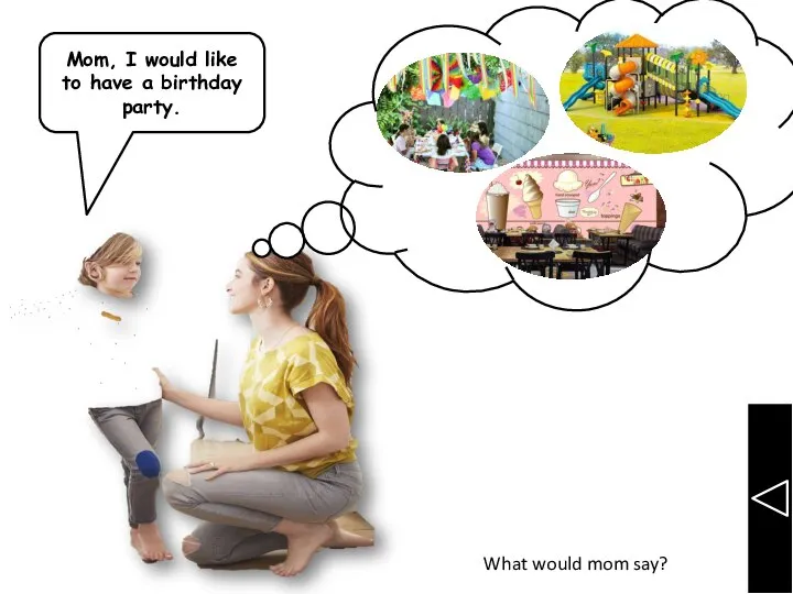 Mom, I would like to have a birthday party. What would mom say?