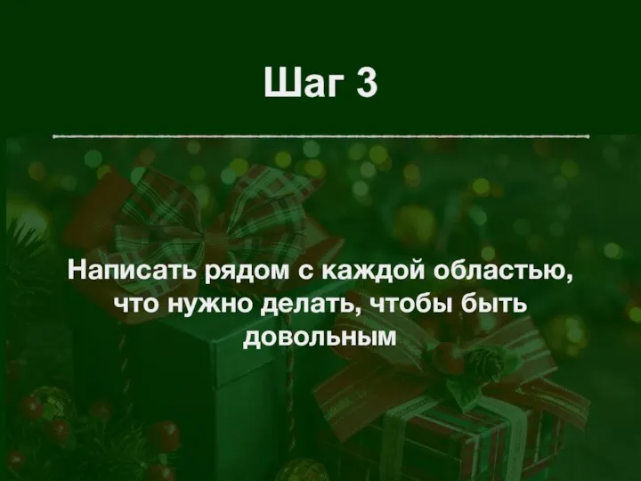 Шаг 3 Написать рядом с каждой областью, что нужно делать, чтобы быть довольным