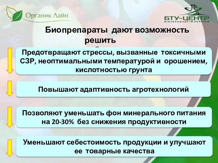 Биопрепараты дают возможноcть решить назревшие проблемы и, кроме этого: Предотвращают стрессы, вызванные