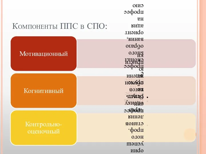 Компоненты ППС в СПО: