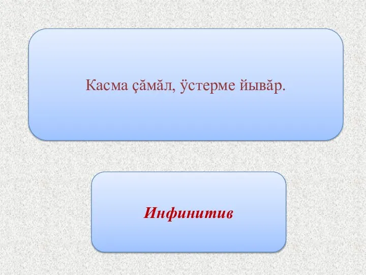 Касма çăмăл, ÿстерме йывăр. Инфинитив