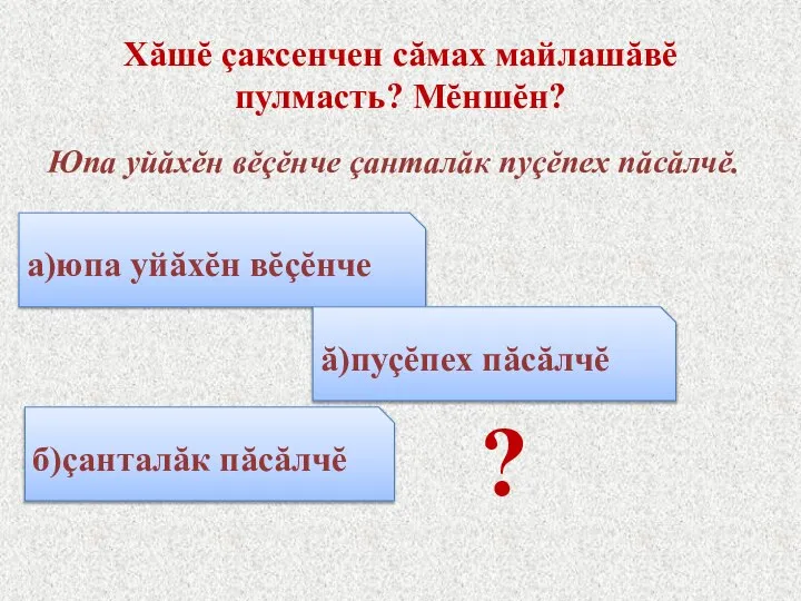 Хăшĕ çаксенчен сăмах майлашăвĕ пулмасть? Мĕншĕн? Юпа уйăхĕн вĕçĕнче çанталăк пуçĕпех пăсăлчĕ.