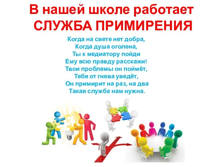 В нашей школе работает СЛУЖБА ПРИМИРЕНИЯ Когда на свете нет добра, Когда