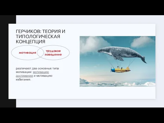 ГЕРЧИКОВ: ТЕОРИЯ И ТИПОЛОГИЧЕСКАЯ КОНЦЕПЦИЯ различают два основных типа мотивации: мотивацию достижения