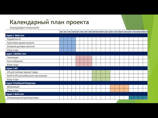 Календарный план проекта (предварительный)