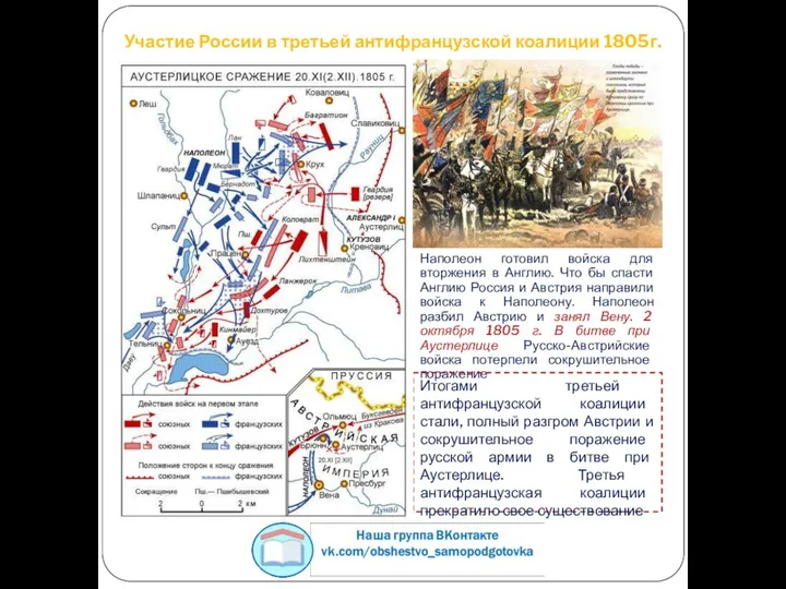Участие России в третьей антифранцузской коалиции 1805г. Наполеон готовил войска для вторжения