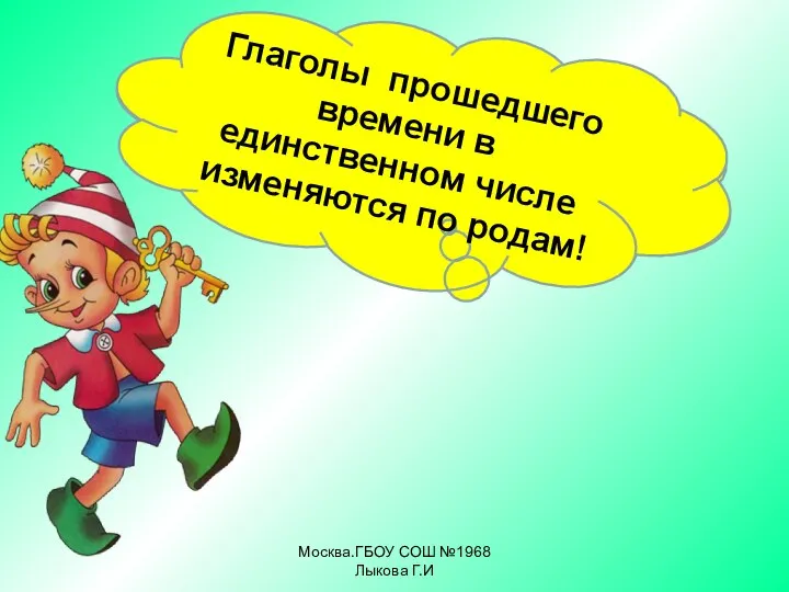 Москва.ГБОУ СОШ №1968 Лыкова Г.И Глаголы настоящего времени по родам не изменяются!