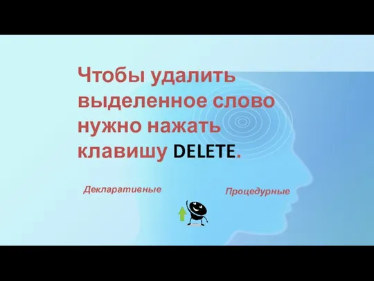 Чтобы удалить выделенное слово нужно нажать клавишу DELETE. Декларативные Процедурные